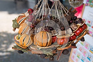 Strong fragrance, combination of shapes and fragrances on christmas market in an european city, Bratislava, Slovakia