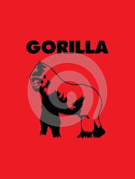 Strong Gorilla logo vector.Vector design.Isolated on red background