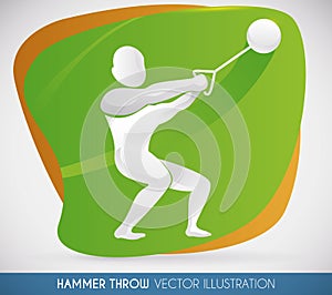 Strong Hammer Throw Athlete Launching Farthest Hammer, Vector Illustration