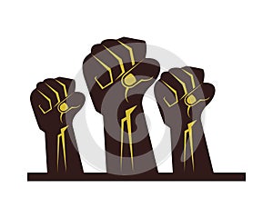 Strong hands fist isolated icons