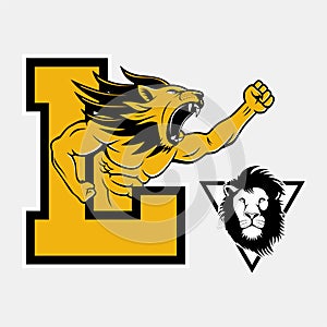 Strong and head lion illustration vector