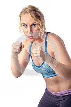 Strong Healthy Fitness Woman Punching. Boxing, Martial Art, Self Defense