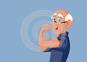 Strong and Healthy Senior Man Flexing Muscles