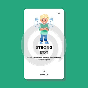 strong kid boy vector