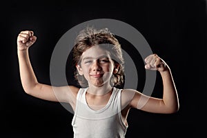 Strong Kid showing his muscles