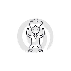 Strong kid vector line icon, sign, illustration on background, editable strokes