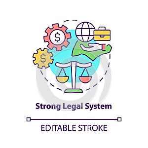 Strong legal system concept icon
