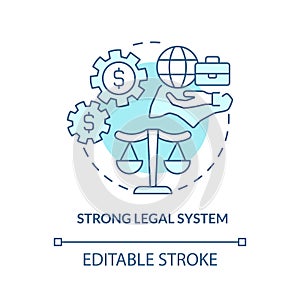 Strong legal system turquoise concept icon