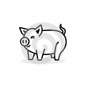 Strong Linear Pig Cartoon Icon For Your Project