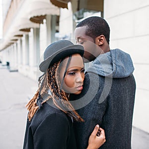 Strong love relationship. African American couple