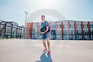 Strong male basketball player