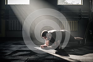 Strong Man Do Plank Exercises .