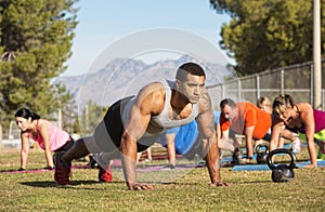 Strong Man Doing Push-Ups