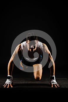 Strong man preparing to run