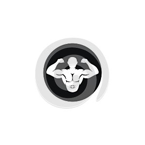 strong man vetor icon logo for fitness centre or bodybuilder concept illustration