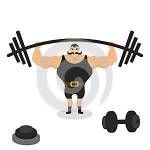Strong man with weight icon vector illustration design isolated