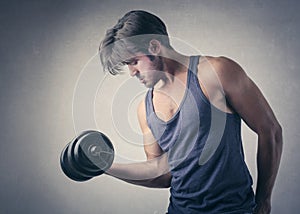 Strong man working out
