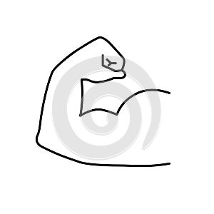 Strong muscles icon. Arm muscle vector