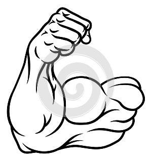 Strong Muscular Arm Bicep Muscle Cartoon Icon