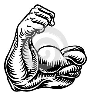 Strong Muscular Arm Bicep Muscle Cartoon Icon