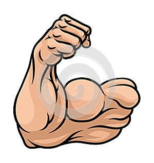 Strong Muscular Arm Bicep Muscle Cartoon Icon