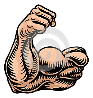 Strong Muscular Arm Bicep Muscle Cartoon Icon