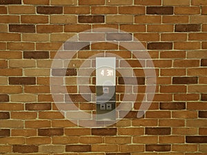 strong orange abstract brick wall install display and keypad button life or elevator