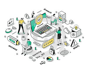 Strong Password & Security Isometric Concept