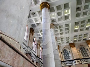 Strong pilars of `Dian AlMahri` mosque is known as golden dome mosque, Depok, Indonesia - 2022 photo