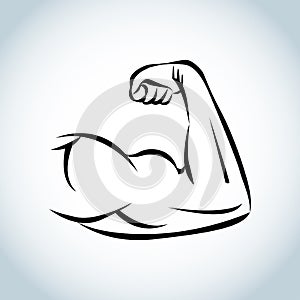 Strong power, muscle arms icon. illustration.