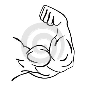 Strong power, muscle arms vector icon on white background