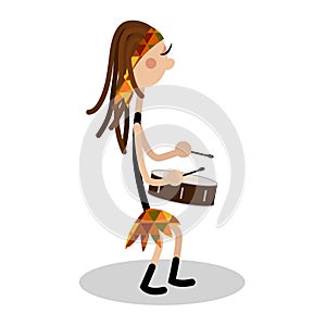 Strong and powerful woman playing drum