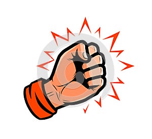 Strong punch. Fist, fight, power vector illustration