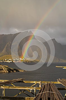 Strong Rainbow over Reinefjorden