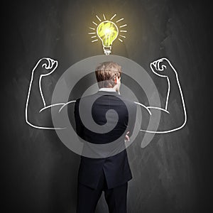 Strong successful businessman having an idea