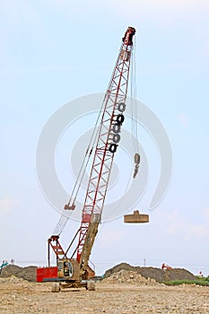 Strong tamping machine in a construction site
