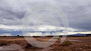 A strong thunderstorm strikes the arid lands of the Atacama Desert in northern Chile