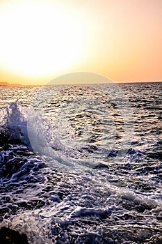 Strong Waves Crashing on the Volcanic Coast