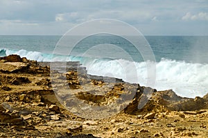 Strong waves on Fuerteventura, Spain.