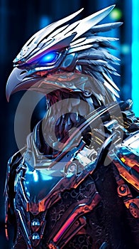 A strong-willed cyborg eagle generative AI