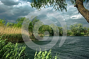 Strong wind on a river