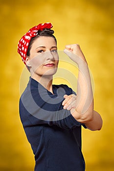Strong woman clenched fist womanpower