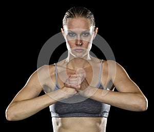 Strong Woman Cupping Fist with Hand