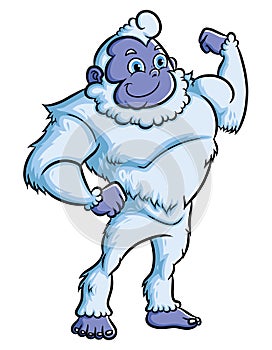 The strong yeti is showing its muscle