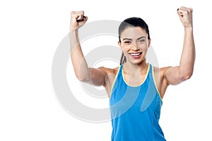 Strong young fit woman