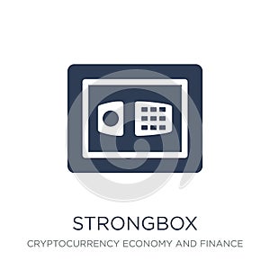 Strongbox icon. Trendy flat vector Strongbox icon on white background from Cryptocurrency economy and finance collection