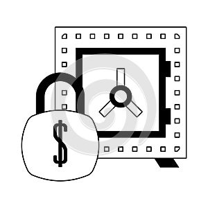 Strongbox and padlock money symbols