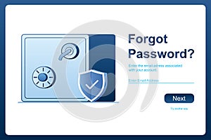 Strongbox or safe deposit with closed door. Forgot password question backgroud