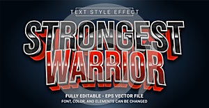 Strongest Warrior Text Style Effect. Editable Graphic Text Template