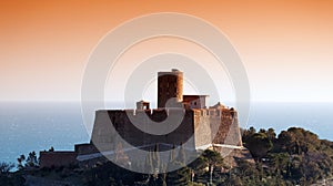 Stronghold in Collioure harbor coast